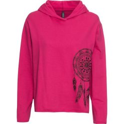 Bluza z kapturem bonprix różowy z nadrukiem. Różowe bluzy damskie bonprix, z nadrukiem, bez rękawów, z kapturem. Za 32,99 zł.