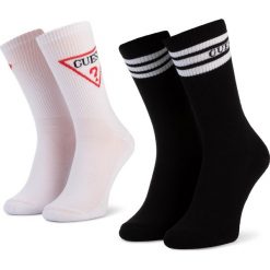 Zestaw 2 par wysokich skarpet męskich GUESS - U94G22 ZZ044 r.OS S115. Czarne skarpetki męskie Guess, z aplikacjami, z elastanu. Za 59,00 zł.