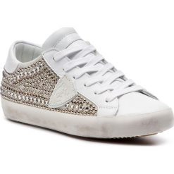 Sneakersy PHILIPPE MODEL - Paris CLLD SE03 Ethni Studs Blanc Argent. Szare półbuty damskie marki Philippe Model, bez wzorów, ze skóry, bez obcasa, na płaskiej podeszwie, bez zapięcia. Za 1589,00 zł.