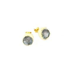 Earrings Agat Druza Szaro - Błękitne złoto. Szare kolczyki damskie Brazi druse jewelry, z agatem, złote, na sztyftcie. Za 170,00 zł.