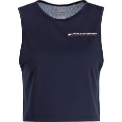 Top Tommy Sport Cropped S10S100294. Niebieskie topy damskie Tommy Sport, s, bez wzorów, z poliesteru, bez rękawów. W wyprzedaży za 99,00 zł.