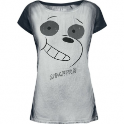 We Bare Bears #PanPan Koszulka damska biały/czarny. Czarne bluzki damskie marki We Bare Bears, l, z nadrukiem, z dekoltem w łódkę. Za 29,90 zł.