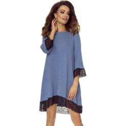 Reina - sukienka trapezowa jeans gładki. Szare sukienki marki Bergamo, z bawełny, trapezowe. Za 194,99 zł.