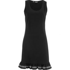 Sukienka z dżerseju z bordiurą bonprix czarny. Czarne sukienki damskie bonprix, bez wzorów, z dżerseju, bez kołnierzyka, bez rękawów. Za 54,99 zł.