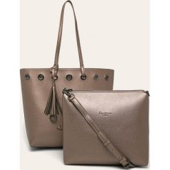 Pepe Jeans - Torebka Angelica. Pomarańczowe torby damskie na zakupy Pepe Jeans, w paski, z poliesteru, na ramię, duże, bez dodatków. Za 339,90 zł.