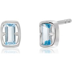 Zjawiskowe Srebrne Kolczyki - srebro 925, Topaz swiss blue. Szare kolczyki damskie marki W.KRUK, z topazem, srebrne. Za 169,00 zł.
