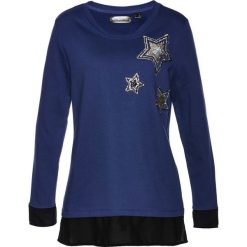 Bluza bonprix kobaltowy. Niebieskie bluzy damskie bonprix, z aplikacjami, z szyfonu, bez rękawów, bez kaptura. Za 37,99 zł.