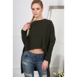Khaki Bluzka z Dłuższym Tyłem BB20763. Brązowe bluzki z odkrytymi ramionami Fasardi, m. Za 29,00 zł.