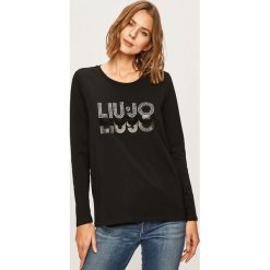 Liu Jo - Longsleeve. Czarne bluzki damskie Liu Jo, s, z aplikacjami, z bawełny, z okrągłym kołnierzem. W wyprzedaży za 179,90 zł.