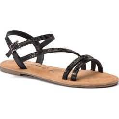 Sandały TAMARIS - 1-28113-22 Black Glam 047. Czarne klapki damskie Tamaris, bez wzorów, ze skóry, bez obcasa, na obcasie. W wyprzedaży za 149,00 zł.