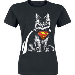 Superman Superkitten Koszulka damska czarny. Czarne koszulki damskie marki Superman, l, z motywem z bajki, bez kołnierzyka, bez rękawów. Za 74,90 zł.