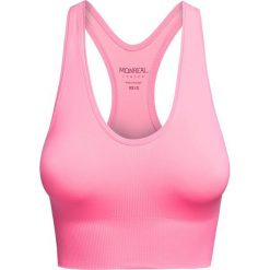 Top MONREAL LONDON Różowy. Różowe bluzki damskie Monreal London, z nadrukiem, prążkowane, bez kołnierzyka, z krótkim rękawem. W wyprzedaży za 186,00 zł.