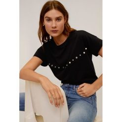 Mango - T-shirt Mirror. Czarne bluzki damskie Mango, xs, z aplikacjami, z bawełny, casualowe, z okrągłym kołnierzem, z krótkim rękawem. Za 59,90 zł.