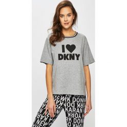 Dkny - Top piżamowy. Szare piżamy damskie DKNY, s, z nadrukiem, z elastanu, z okrągłym kołnierzem. Za 269,90 zł.