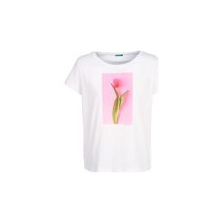 T-shirty z krótkim rękawem Benetton FELINO. Białe t-shirty damskie Benetton, s, bez wzorów, bez kołnierzyka. Za 109,00 zł.