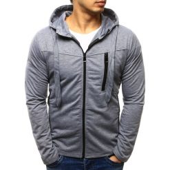 Bluzy męskie: Bluza męska rozpinana z kapturem szara (bx2282)