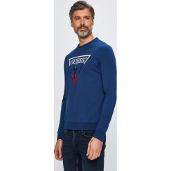 Guess Jeans - Bluza. Niebieskie bluzy męskie Guess Jeans, xs, z nadrukiem, z elastanu, z okrągłym kołnierzem, bez rękawów, bez kaptura. W wyprzedaży za 229,90 zł.