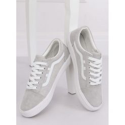Trampki damskie szare CENNET. Szare buty sportowe damskie FunKee.pl, bez wzorów, ze skóry, sportowe. Za 102,99 zł.