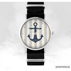 Zegarek - Szara kotwica - czarny, nato, unisex. Szare zegarki damskie Pakamera. Za 129,00 zł.