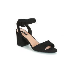 Sandały Only AMANDA HEELED. Czarne sandały damskie ONLY, bez wzorów, bez obcasa, bez zapięcia. W wyprzedaży za 159,20 zł.