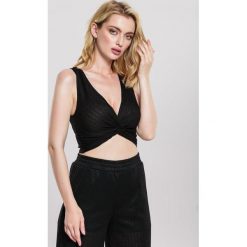 Czarny Top Distemper. Czarne bluzki damskie Renee, s, bez wzorów, z dzianiny, bez kołnierzyka. Za 49,99 zł.