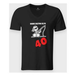 Koszulka męska v-neck Branie zaczyna się po 40. Koszulki męskie MegaKoszulki, m, bez wzorów, z bawełny, klasyczne, bez kołnierzyka, bez rękawów. Za 59,90 zł.