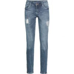 Dżinsy Skinny z zamkami bonprix niebieski "stone used". Niebieskie jeansy damskie bonprix. Za 109,99 zł.