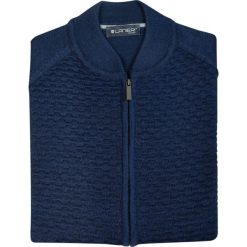 Granatowy sweter męski - rozpinany na zamek SW47. Niebieskie swetry męskie m, z wełny, casualowe. Za 179,10 zł.