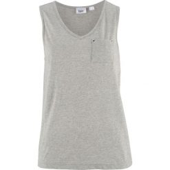 Top shirtowy z przędzy mieszankowej bonprix jasnoszary melanż. Szare topy damskie bonprix, melanż. Za 24,99 zł.