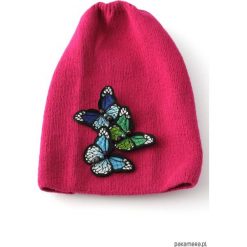 Czapka fuksjowa z motylami. Niebieskie czapki zimowe damskie Pakamera, na jesień. Za 65,00 zł.