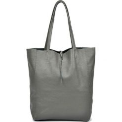 Shopper bag damskie: Skórzana torebka w kolorze szarym – (S)35,5 x (W)39 x (G)11 cm