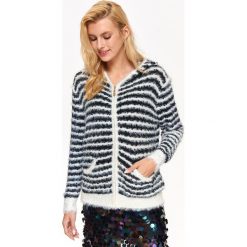 SWETER DAMSKI, NA SUWAK. Czarne swetry rozpinane damskie marki TROLL, na zimę, m, w paski, z dzianiny. W wyprzedaży za 69,99 zł.