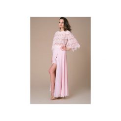 Dwuczęściowy komplet wizytowy Liliane. Różowe sukienki damskie Nat fashion room, na co dzień, m, w koronkowe wzory, z bawełny, eleganckie, bez kołnierzyka, bez rękawów. Za 600,00 zł.