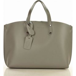 MARCO MAZZINI Skórzana torebka shopper aktówka szary. Szare aktówki damskie MAZZINI, w paski, ze skóry, biznesowe, zdobione, bez dodatków. W wyprzedaży za 299,00 zł.