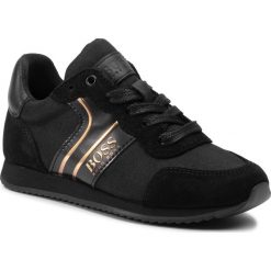 Sneakersy BOSS - J29184 Black M30. Czarne trampki chłopięce Boss, bez wzorów, ze skóry, na sznurówki. Za 499,00 zł.