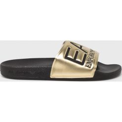 EA7 Emporio Armani - Klapki/sandały XCC22.XCP001. Żółte klapki damskie EA7 Emporio Armani, bez wzorów, z materiału, bez obcasa, na obcasie. Za 199,90 zł.