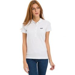 Koszulka polo w kolorze białym. Białe koszulki damskie GALVANNI, xxl, z haftami, polo. W wyprzedaży za 119,95 zł.