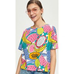 T-shirty damskie: T-shirt z tropikalnym wzorem – Biały
