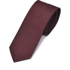 KRAWAT MĘSKI WE WZÓR. Brązowe krawaty męskie marki Top Secret, w kropki, eleganckie. Za 29,99 zł.