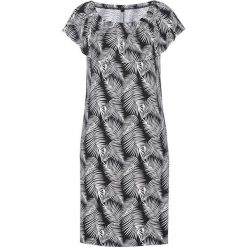 Sukienka shirtowa bonprix czarno-biały z nadrukiem. Czarne sukienki damskie bonprix, z nadrukiem, bez kołnierzyka, bez rękawów. Za 79,99 zł.