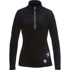 Bluza z polaru bonprix czarny. Czarne bluzy damskie bonprix, z aplikacjami, z polaru, bez rękawów, bez kaptura. Za 69,99 zł.