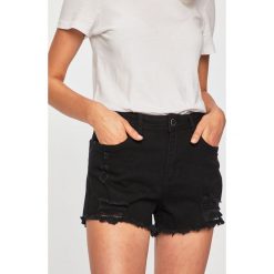 Answear - Szorty. Czarne szorty damskie ANSWEAR, s, bez wzorów, z bawełny, casualowe, z podwyższonym stanem. W wyprzedaży za 59,90 zł.