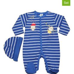 2-częściowy zestaw w kolorze niebiesko-białym. Niebieskie śpiochy niemowlęce Just Too Cute, w paski, z bawełny. W wyprzedaży za 42,95 zł.