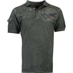 Koszulka polo w kolorze antracytowym. Szare koszulki polo męskie Geographical Norway Men, m, z haftami, z bawełny, polo, bez rękawów. W wyprzedaży za 90,95 zł.