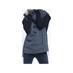 CHECK OUT MAN. Szare bluzy męskie Unknown style, bez wzorów, z bawełny, z kapturem, bez rękawów, długie, z kapturem. Za 590,00 zł.