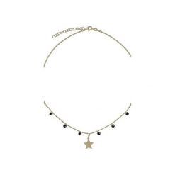 Srebrny pozłacany naszyjnik choker z gwiazdką i czarnymi cyrkoniami. Żółte naszyjniki damskie marki Atdiament, z cyrkonią, srebrne. Za 109,00 zł.