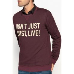 Bluza z okrągłym dekoltem, z napisem. Brązowe bluzy męskie rozpinane marki La Redoute Collections, l, z napisami, z bawełny, z długim rękawem, długie. Za 104,96 zł.