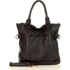 MARCO MAZZINI Torebka skórzana vintage shopper z dwoma kieszeniami pelle lavata czarny. Czarne torby damskie na zakupy MAZZINI, w paski, ze skóry, vintage. W wyprzedaży za 499,00 zł.