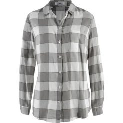 Koszula flanelowa bonprix szary w kratę. Szare koszule damskie bonprix. Za 29,99 zł.