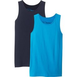 Koszulka bez rękawów (2 szt.) bonprix ciemnoniebieski + turkusowy. Niebieskie koszule chłopięce bonprix, bez wzorów, bez kołnierzyka, bez rękawów. Za 35,98 zł.